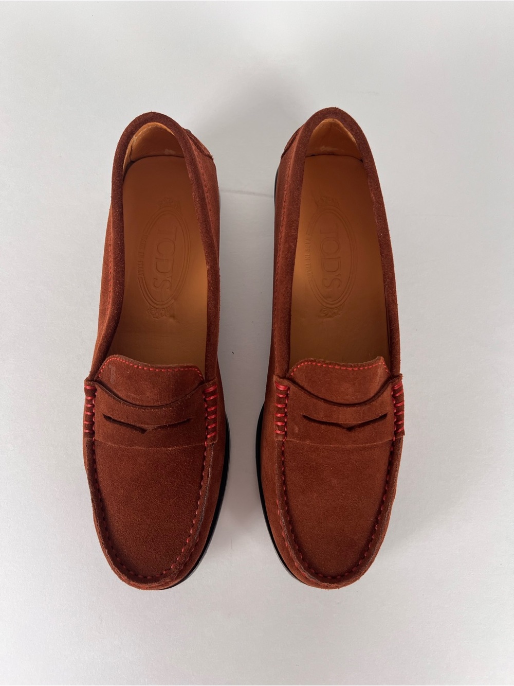 TOD'S Suede Driving Loafers Rust Brown Slip-On Shoes Women's 7 - Picture 4 of 12